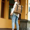 Рюкзак роллтоп жіночий Sambag RollTop Milton коричневий тканинний
