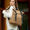 Рюкзак роллтоп жіночий Sambag RollTop Milton коричневий тканинний