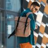 Мужской рюкзак роллтоп Sambag RollTop Milton коричневый