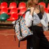 Женский рюкзак RollTop Milton черный с принтом