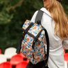 Женский рюкзак RollTop Milton черный с принтом