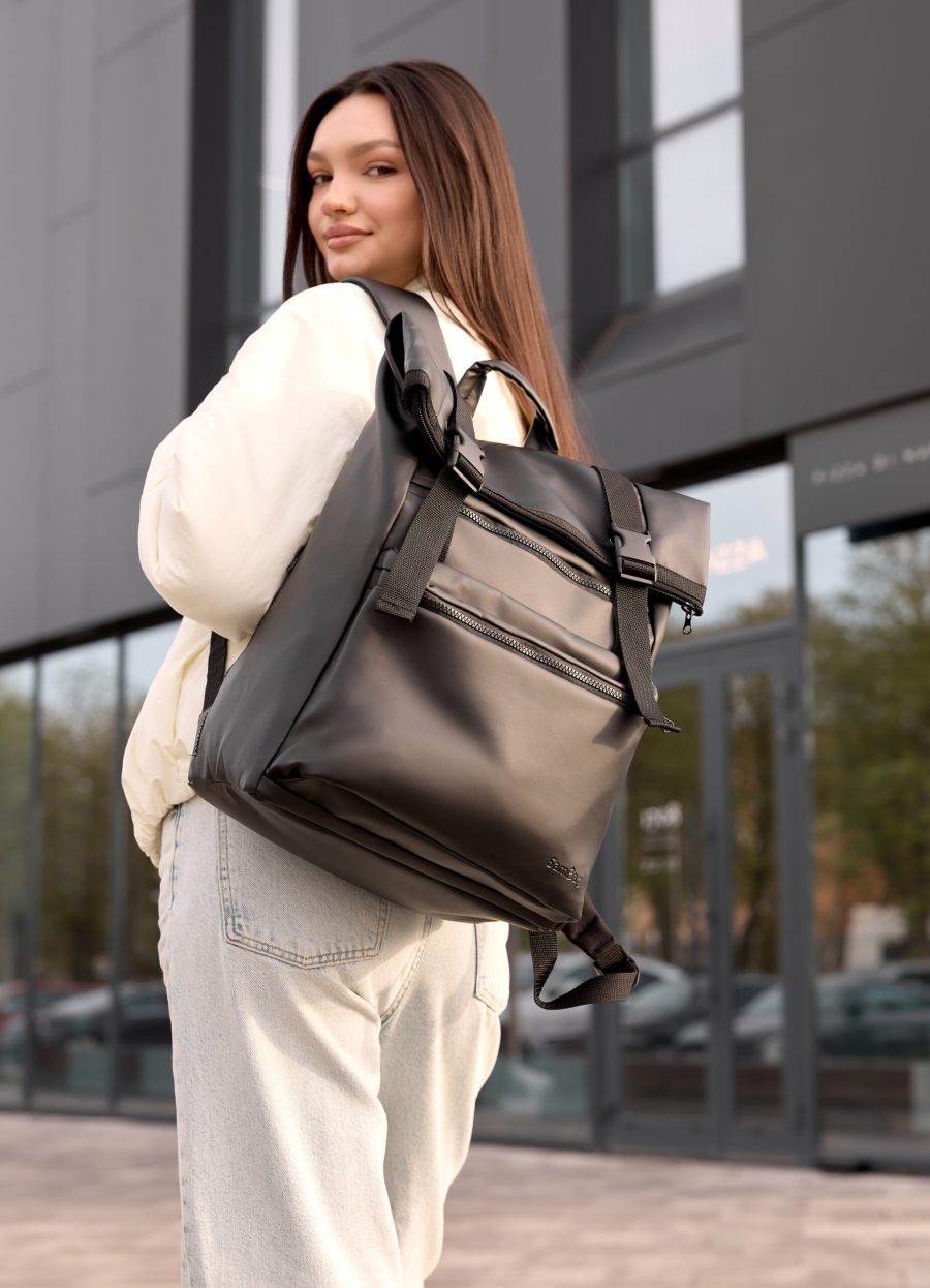Рюкзак жіночий для ноутбука Sambag RollTop чорний
