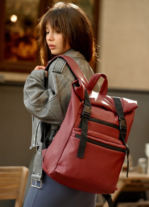 Женский рюкзак роллтоп для ноутбука Sambag RollTop LTT бордо