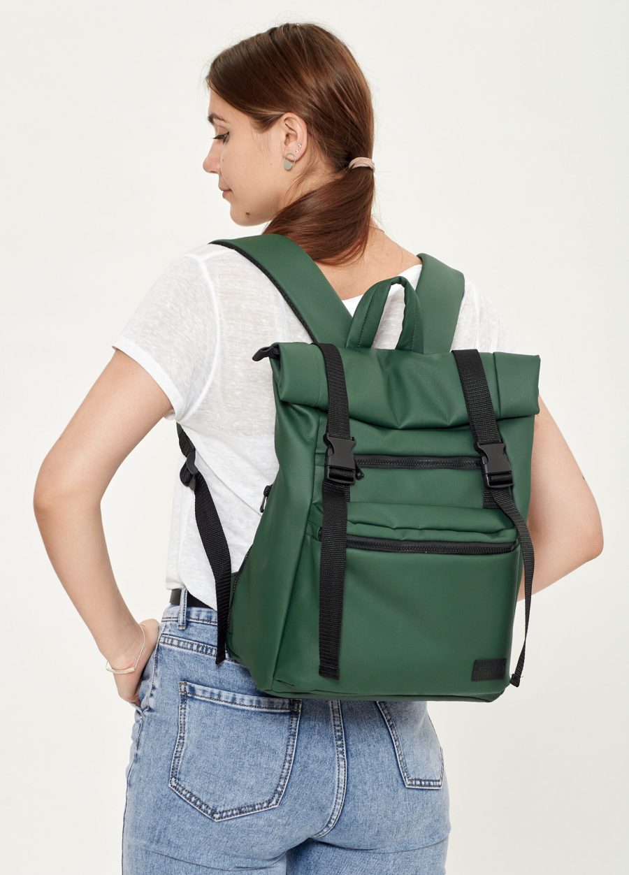 Рюкзак жіночий для ноутбука Sambag RollTop LTT зелений