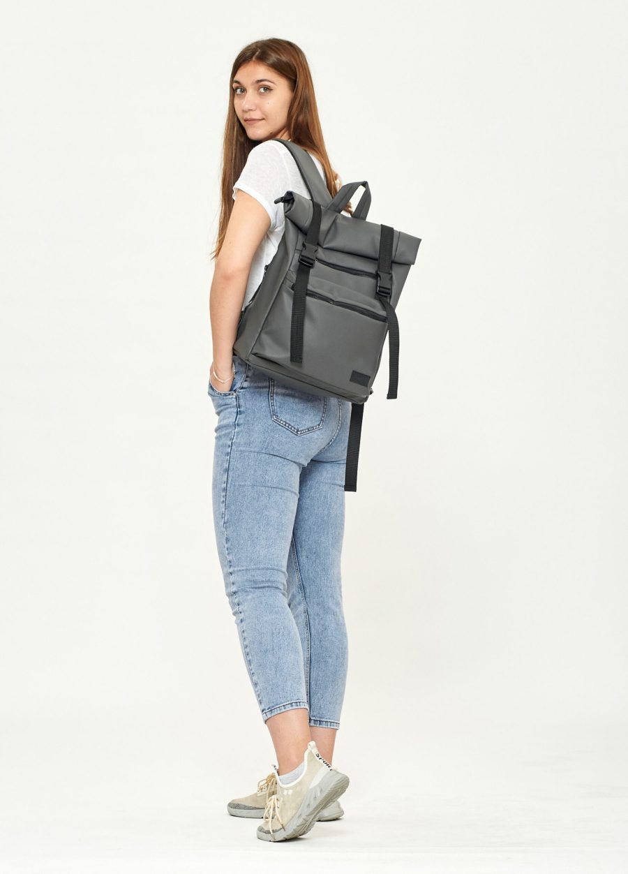 Женский рюкзак роллтоп для ноутбука Sambag RollTop LTT графитовый