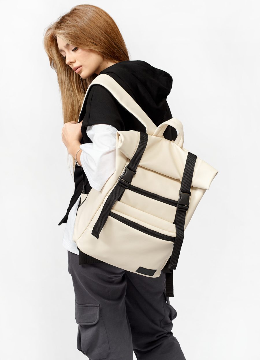Женский рюкзак для ноутбука Sambag RollTop LTT молочный