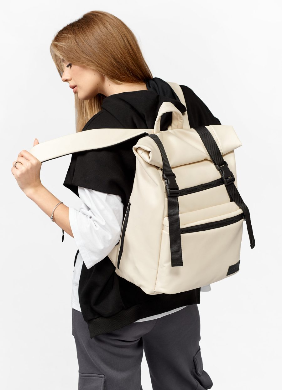 Женский рюкзак для ноутбука Sambag RollTop LTT молочный