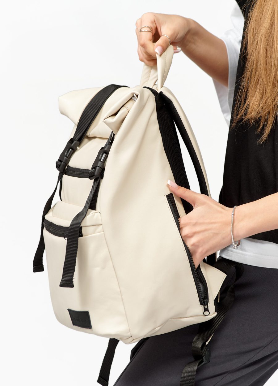 Женский рюкзак для ноутбука Sambag RollTop LTT молочный