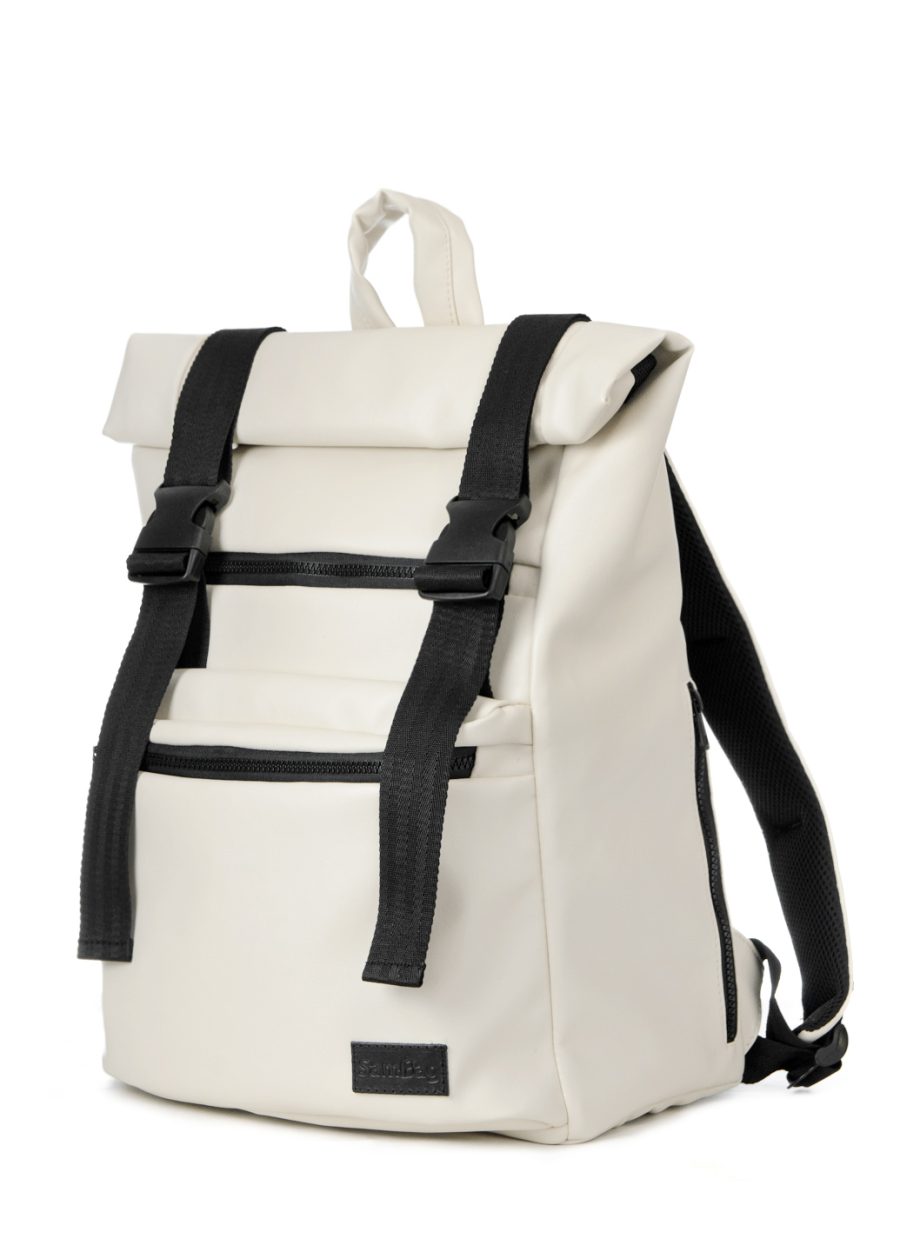 Женский рюкзак для ноутбука Sambag RollTop LTT молочный