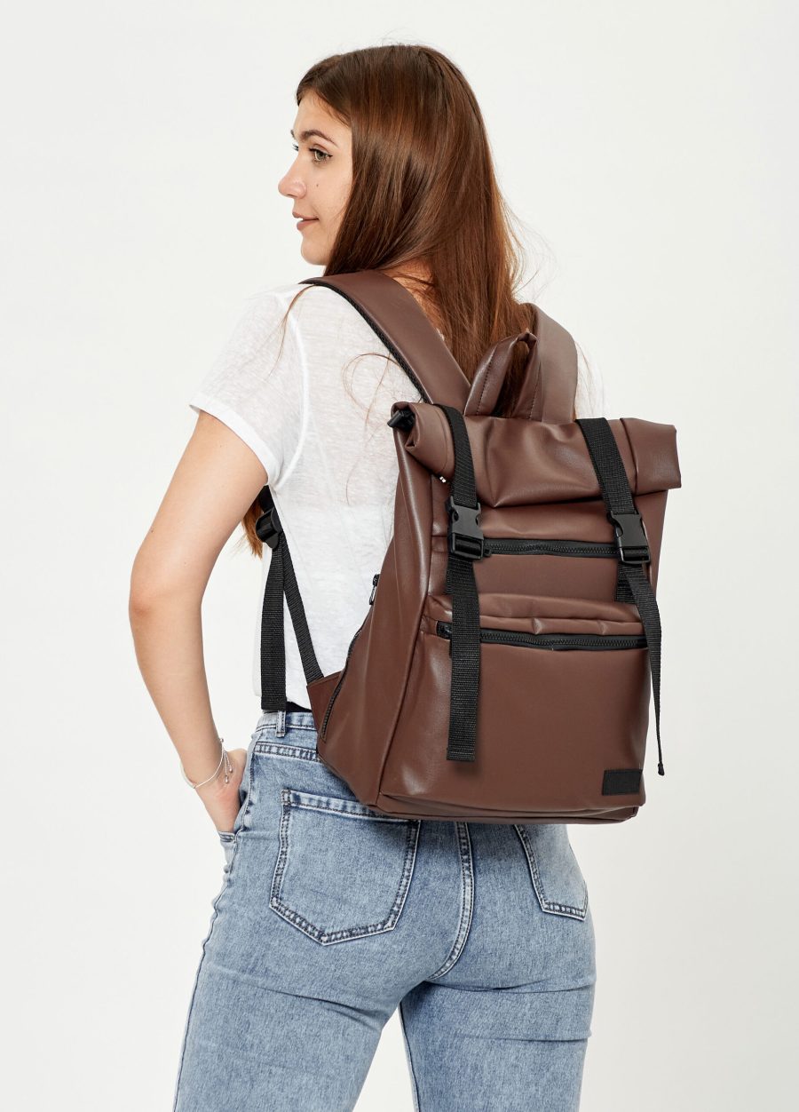 Женский рюкзак для ноутбука Sambag RollTop LTT шоколадный