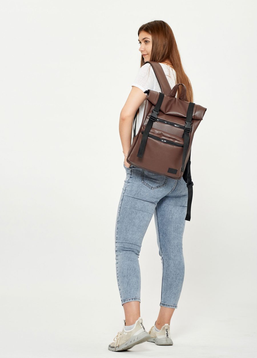 Женский рюкзак для ноутбука Sambag RollTop LTT шоколадный