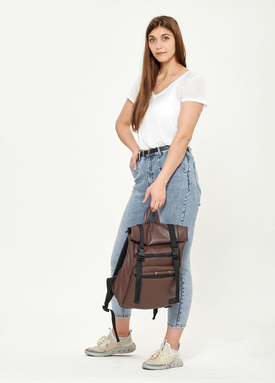 Женский рюкзак для ноутбука Sambag RollTop LTT шоколадный