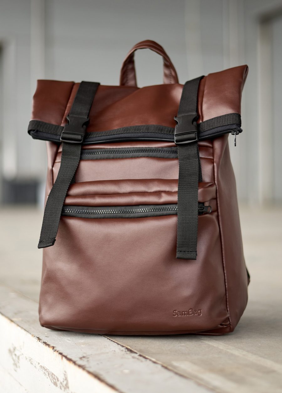 Женский рюкзак для ноутбука Sambag RollTop LTT шоколадный