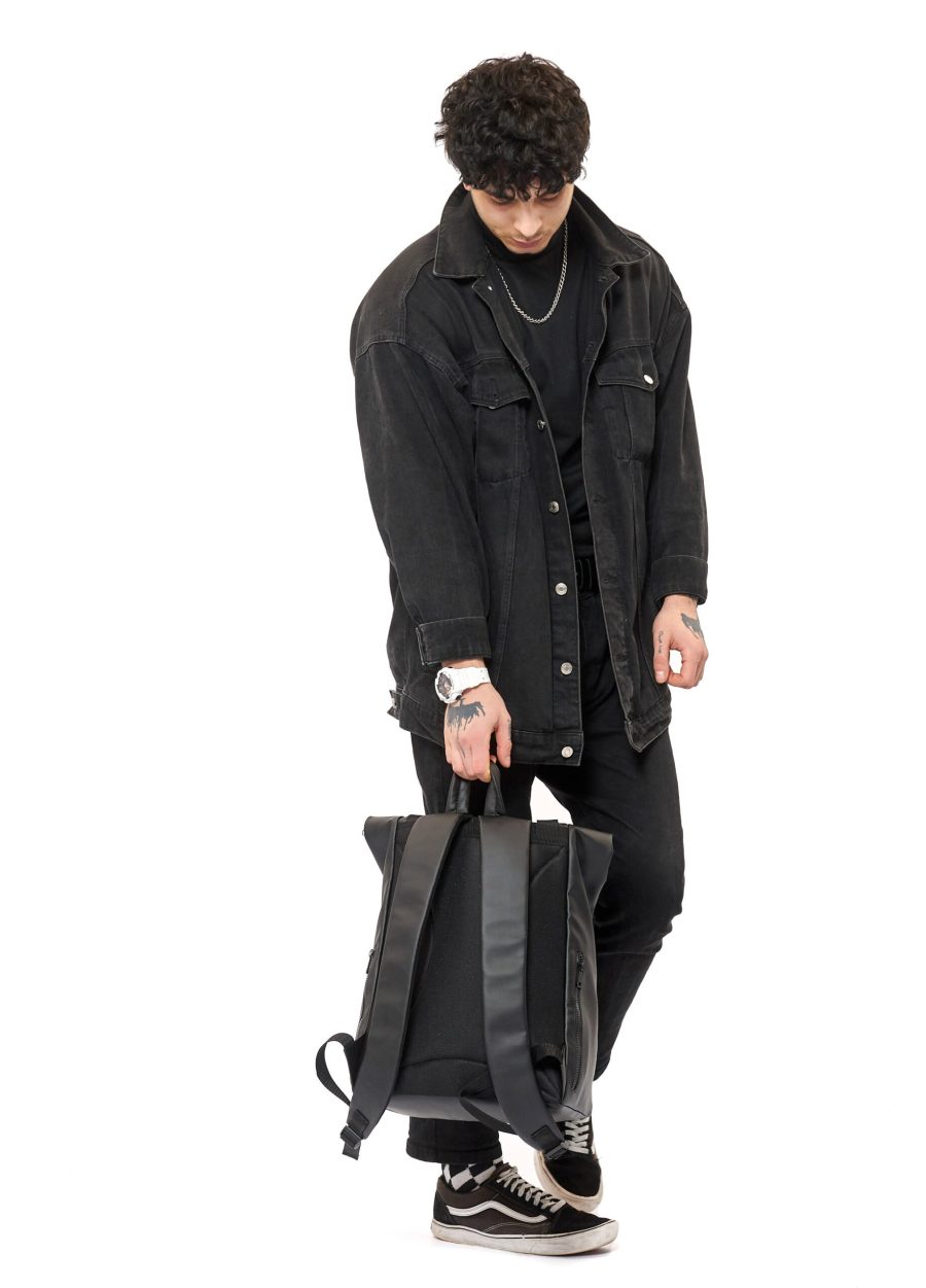 Рюкзак роллтоп чоловічий Sambag RollTop LTH чорний з прапором України