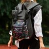 Рюкзак жіночий для ноутбука Sambag RollTop LTT чорний з принтом