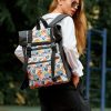 Рюкзак роллтоп жіночий для ноутбука Sambag RollTop чорний з принтом