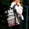Рюкзак роллтоп жіночий для ноутбука Sambag RollTop чорний з принтом