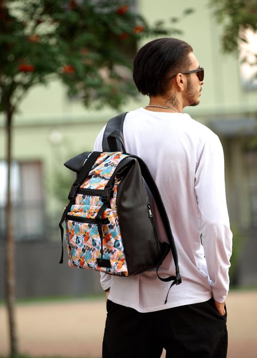 Мужской рюкзак Sambag RollTop Zard черный с принтом
