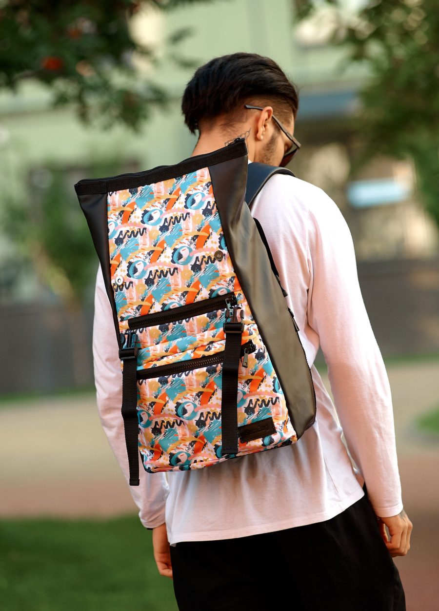 Рюкзак чоловічий Sambag RollTop Zard чорний з принтом
