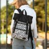 Рюкзак жіночий для ноутбука Sambag RollTop LTT з принтом чорний