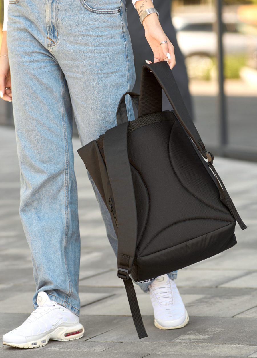 Рюкзак жіночий для ноутбука Sambag RollTop LTT з принтом чорний