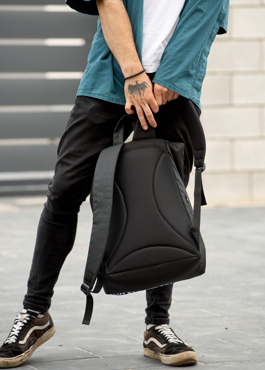 Мужской рюкзак Sambag RollTop ZARD черный с принтом