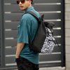 Мужской рюкзак Sambag RollTop ZARD черный с принтом
