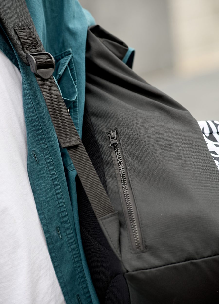 Мужской рюкзак Sambag RollTop ZARD черный с принтом