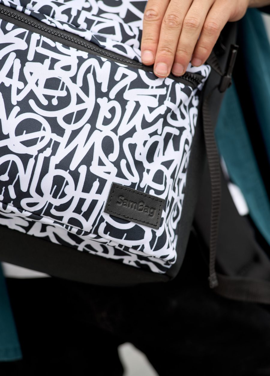 Мужской рюкзак Sambag RollTop ZARD черный с принтом