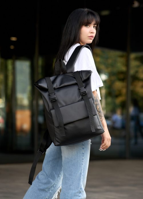 Женский рюкзак Sambag RollTop Milton черный