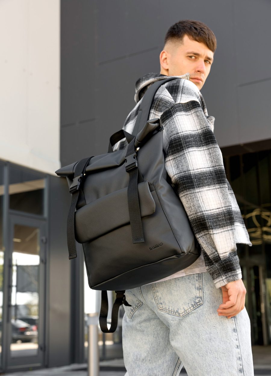 Рюкзак роллтоп чоловічий Sambag RollTop Milton чорний
