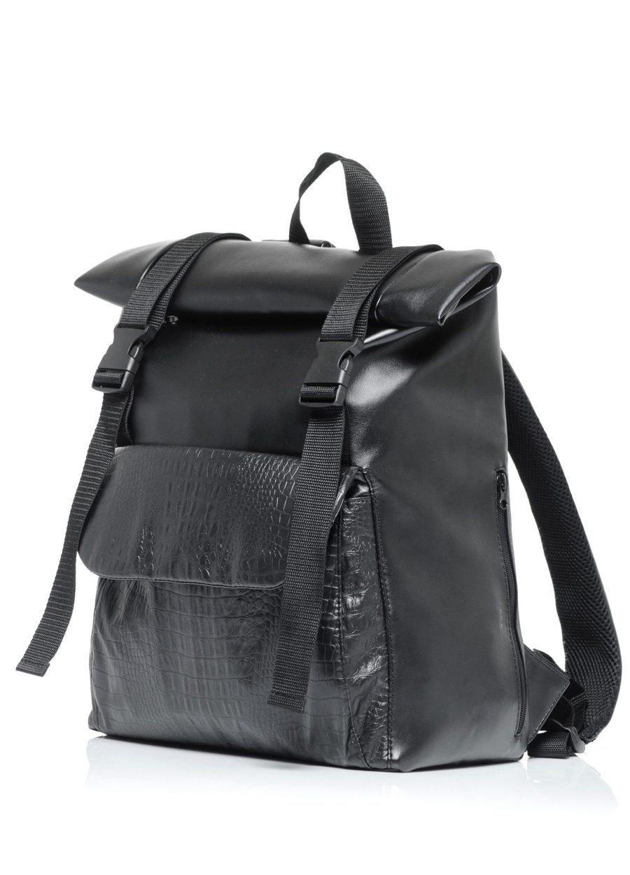 Женский рюкзак роллтоп RollTop Milton крокодил черный