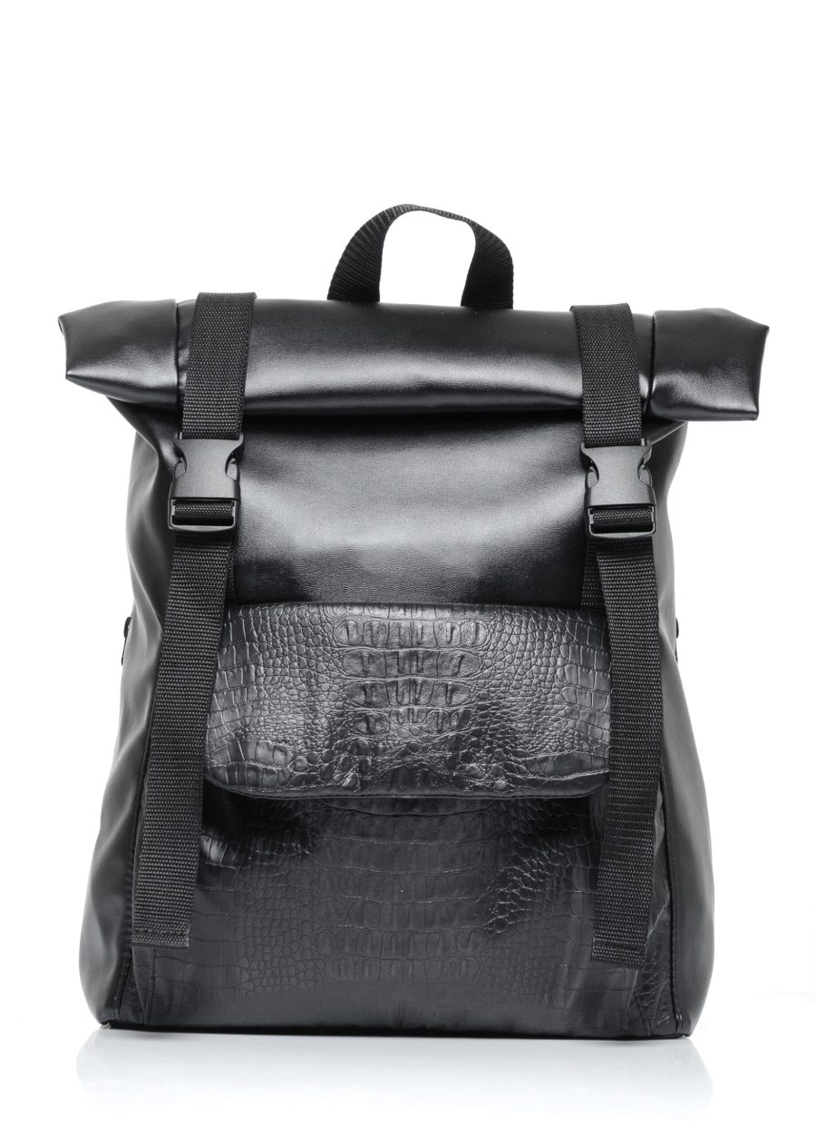 Женский рюкзак роллтоп RollTop Milton крокодил черный