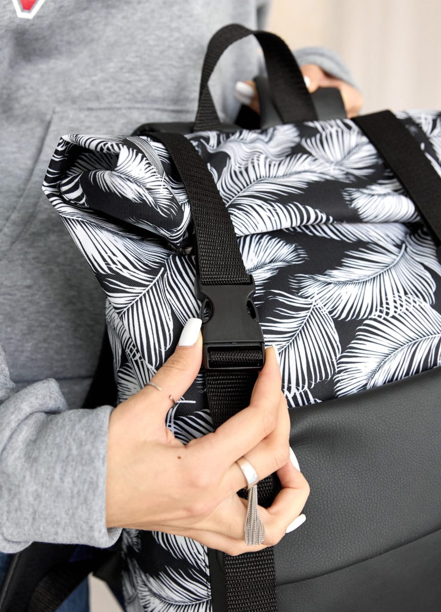 Рюкзак роллтоп жіночий RollTop Milton чорний з принтом