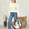 Рюкзак роллтоп жіночий RollTop Milton з принтом молочний
