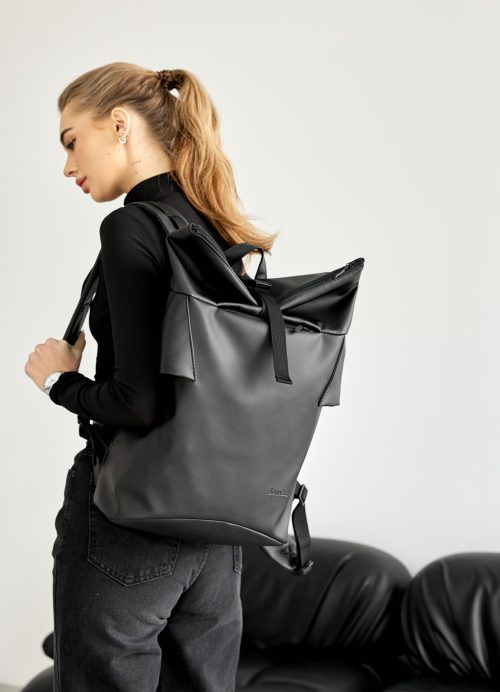 Рюкзак роллтоп жіночий Sambag RollTop KZN чорний