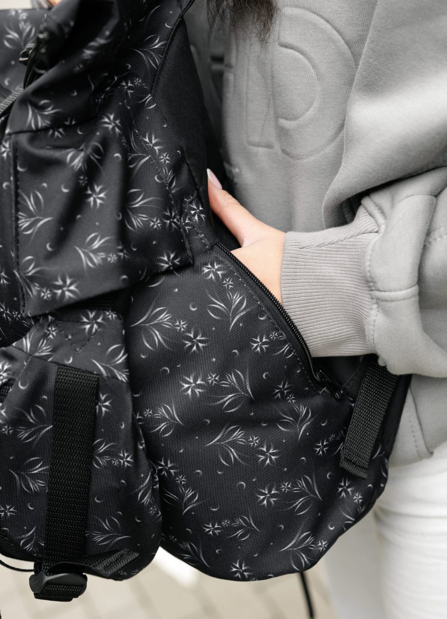 Женский рюкзак роллтоп Sambag RollTop KZN с принтом черный