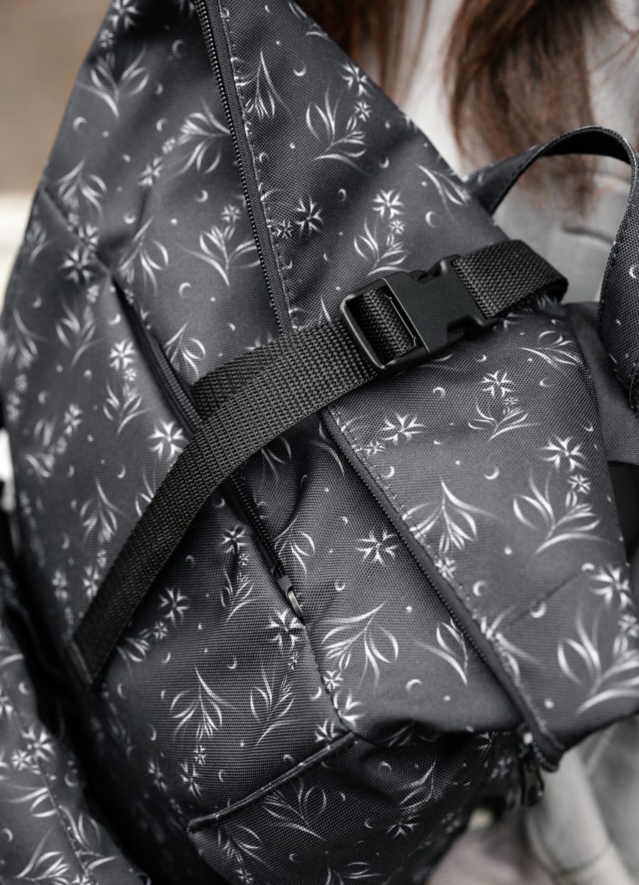 Женский рюкзак роллтоп Sambag RollTop KZN с принтом черный