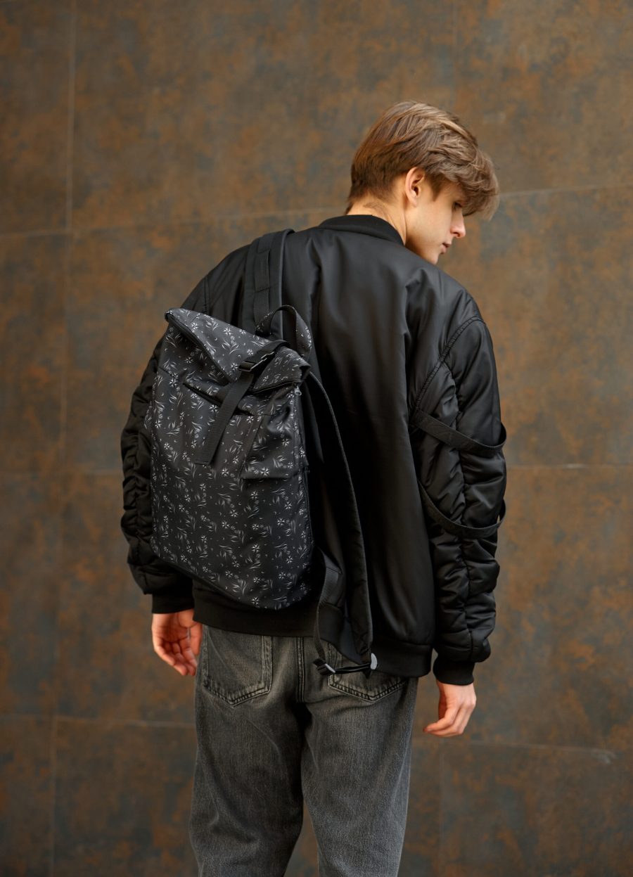 Мужской рюкзак роллтоп Sambag RollTop KZN черный принт