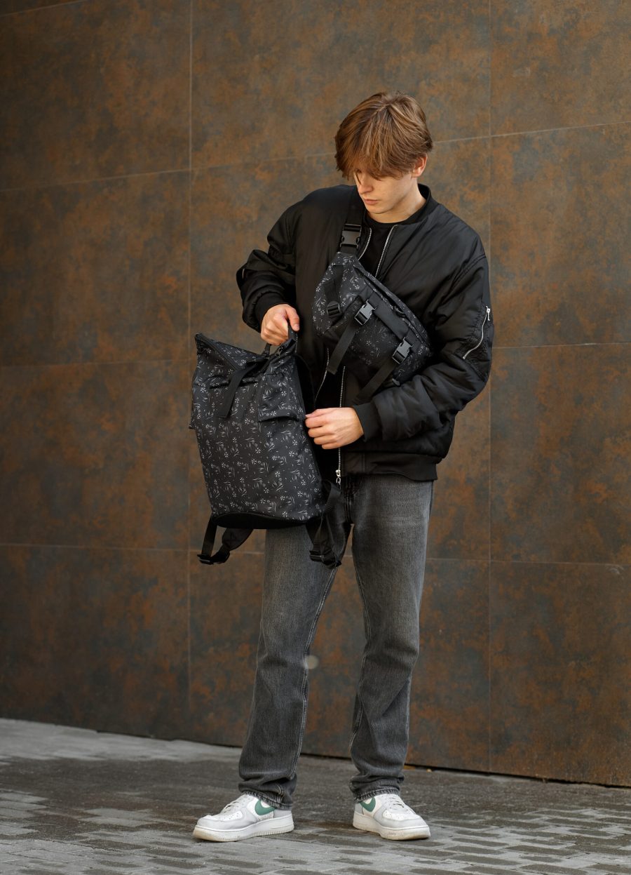 Мужской рюкзак роллтоп Sambag RollTop KZN черный принт