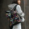 Рюкзак роллтоп жіночий Sambag RollTop KZN з принтом чорний