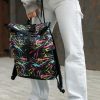Рюкзак роллтоп жіночий Sambag RollTop KZN з принтом чорний