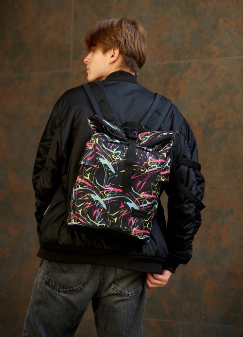 Рюкзак роллтоп чоловічий Sambag RollTop KZN чорний принт