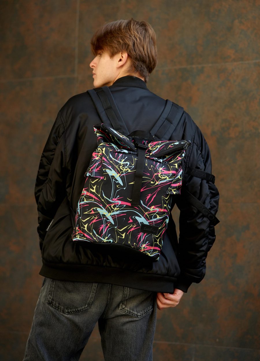 Мужской рюкзак роллтоп Sambag RollTop KZN черный принт