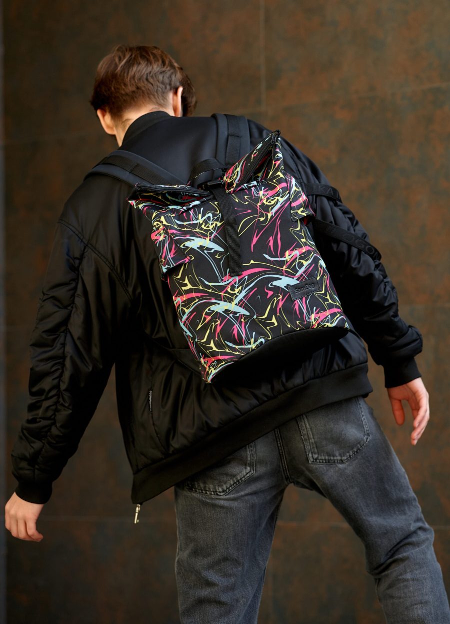 Мужской рюкзак роллтоп Sambag RollTop KZN черный принт