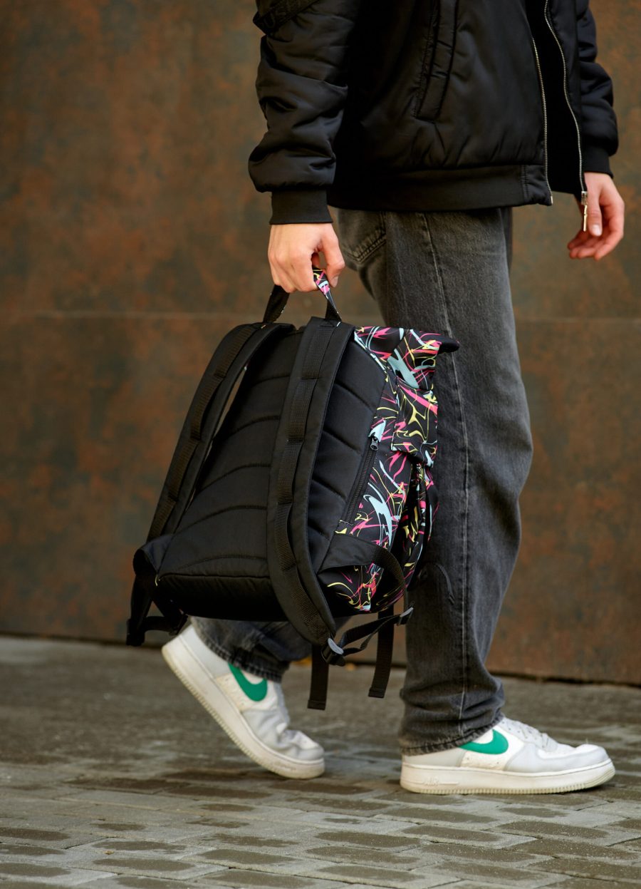 Мужской рюкзак роллтоп Sambag RollTop KZN черный принт