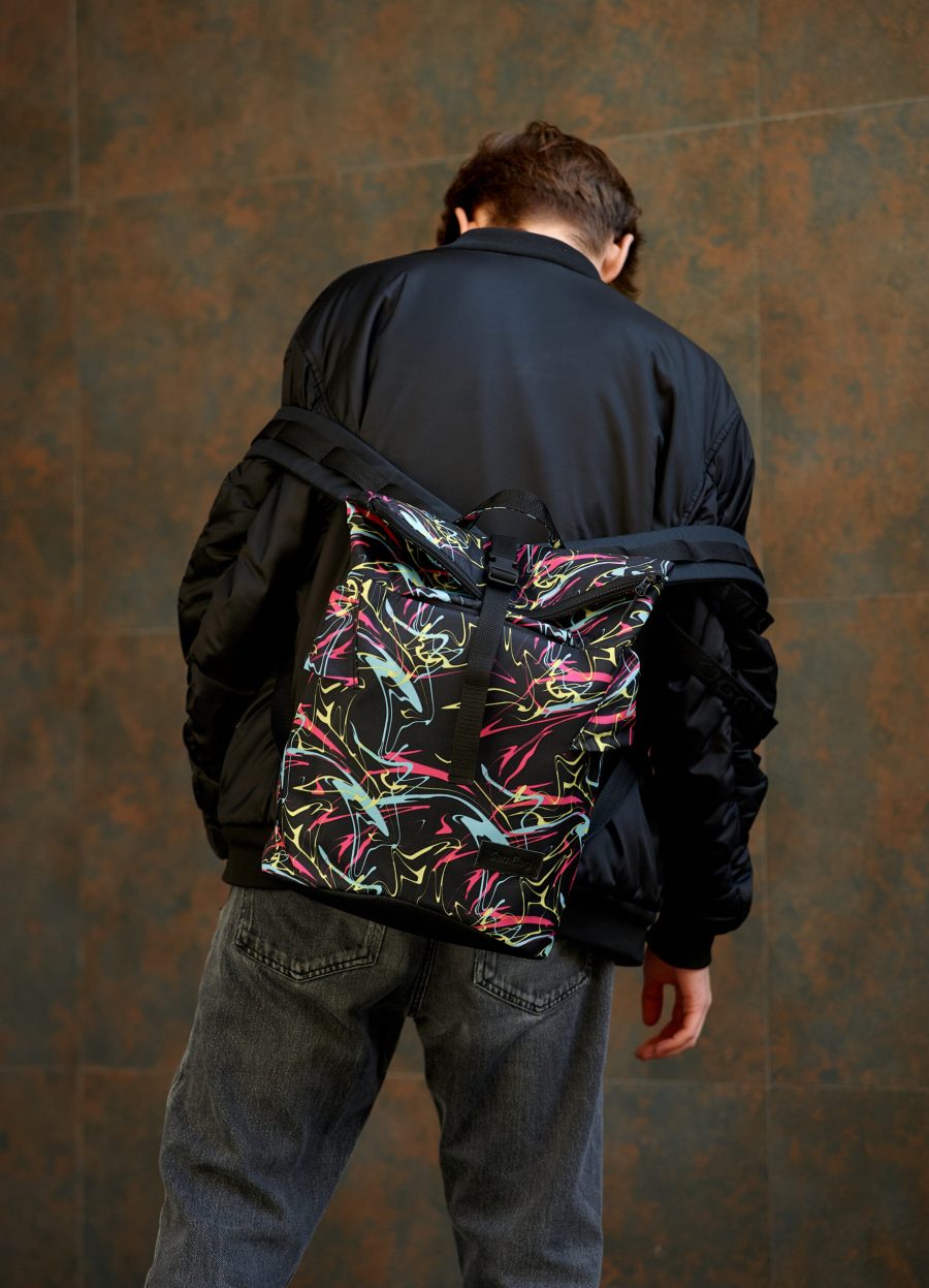 Мужской рюкзак роллтоп Sambag RollTop KZN черный принт