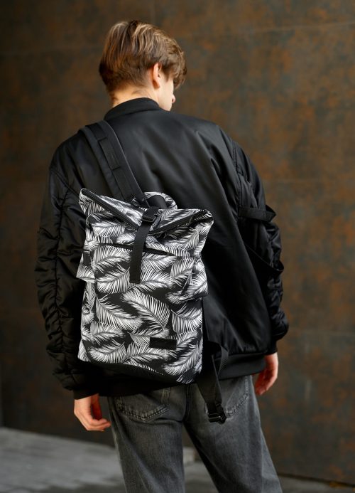 Рюкзак роллтоп чоловічий Sambag RollTop KZN принт білий з чорним