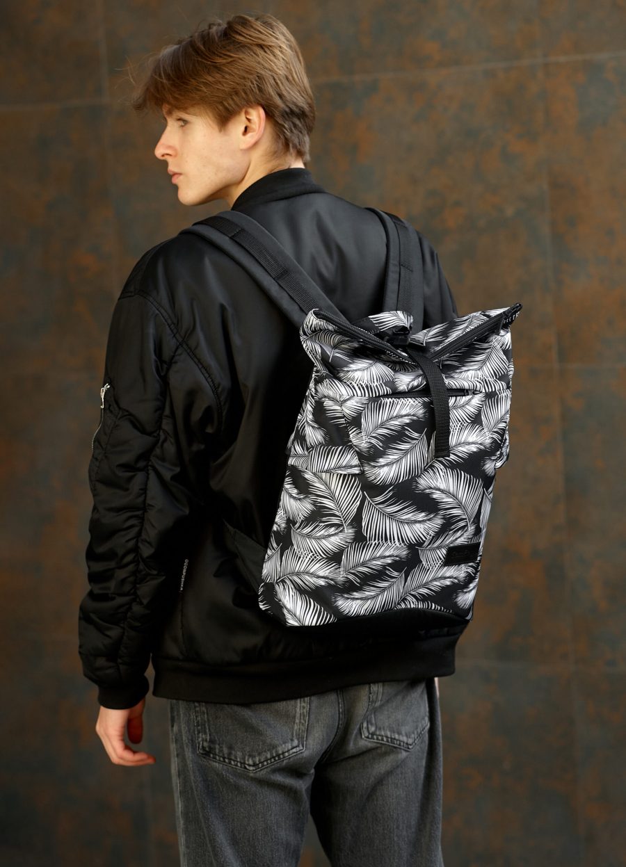 Рюкзак роллтоп чоловічий Sambag RollTop KZN принт білий з чорним
