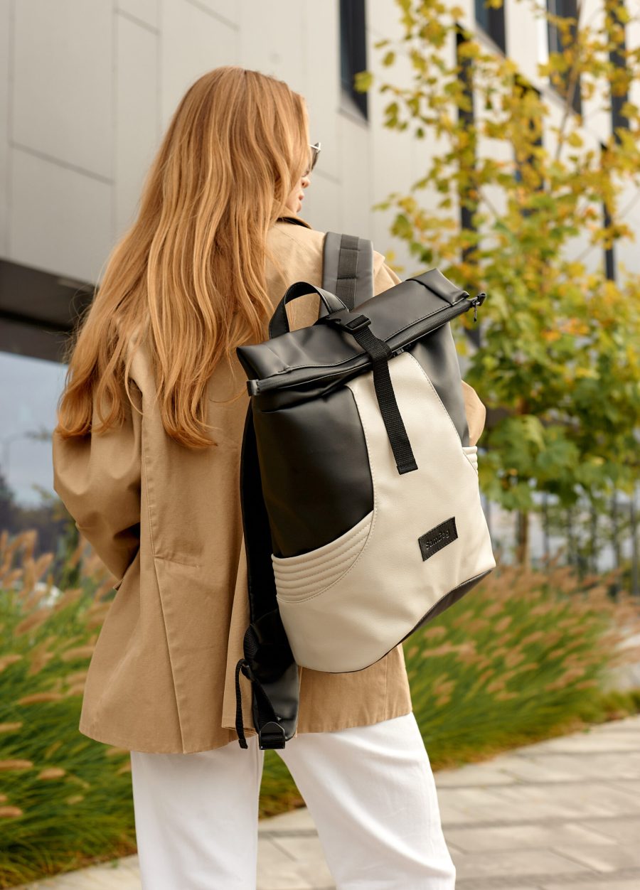 Женский рюкзак роллтоп Sambag RollTop X черный с серым